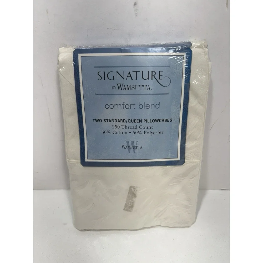 Vintage WAMSUTTA  Signature Comfort Blend 2 Queen Pillowcases‎ Color Sand 250 TC